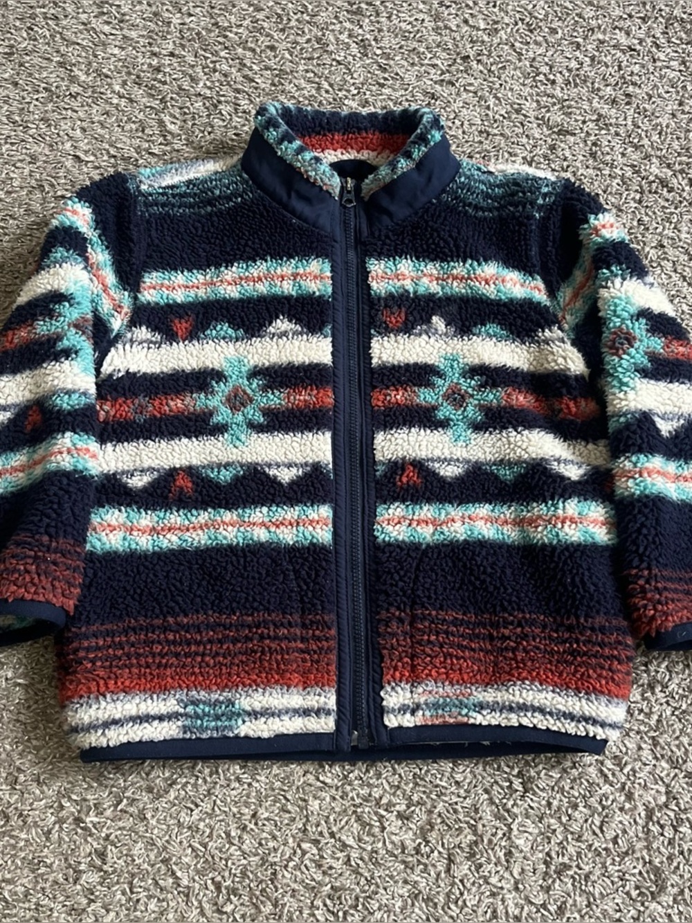 Faherty Kids Girls Fleece Quarter Zip Up Sweatshirt Jacket Size 5 Aztec